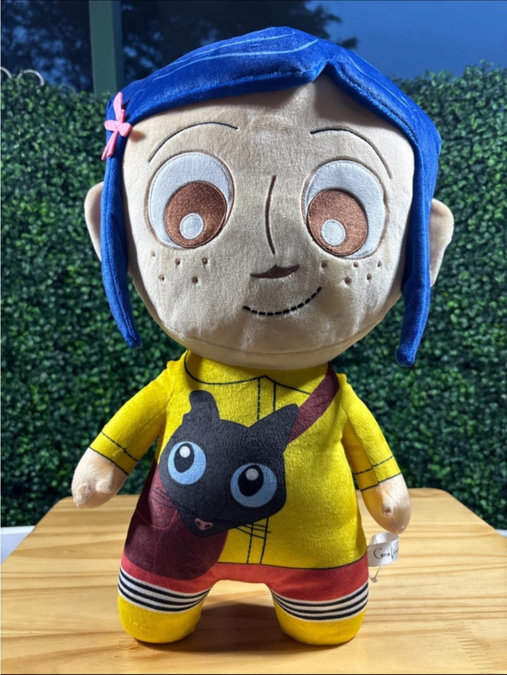 Blue-Haired Plush Character Doll with Yellow Outfit